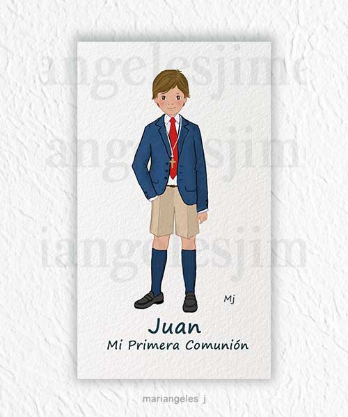 Dibujo comunion para aplicar a recordatorios, marcapaginas e invitaciones modelo Juan